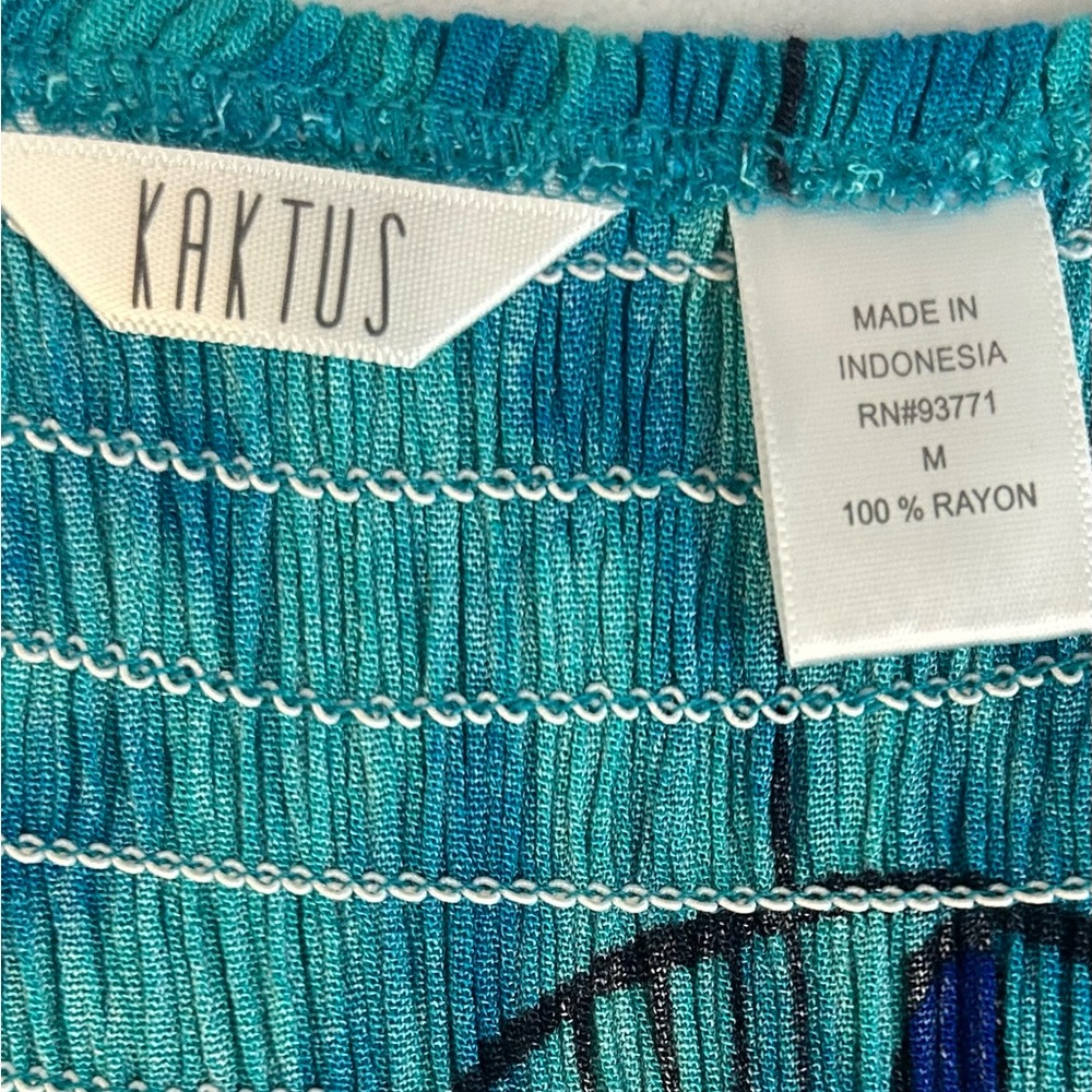 Kaktus Smocked Maxi Fish Print Dress M Beach Boho Vacation Coastal Summer Staple - Picture 2 of 13